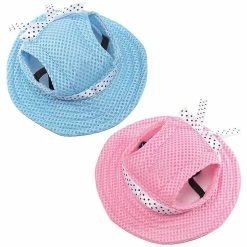 Unbranded 2 Pièces Round Brim Pet Baseball Hat Dog Mesh Porous Cap