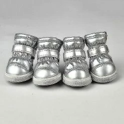 Unbranded 4pcs / Set Hiver Pet Dog Chaussures Warm Snow Boots Imperméable Petits Chiens Chaussures Pour Chihuahua