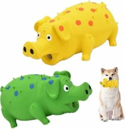 Nw 1776 2pcs Pig Squeaky Dog Toy, Jouet Interactif En Caoutchouc Pig Dog Chew, Pour Petits Chiens Moyens Grands