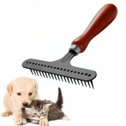 Initially Efficace Double Row Dog Rake Sous-poil Acier Inoxydable Poignée Légère Peigne Antidérapant Portable Dematting Ergonomique Pet I8s2 -nourriture pour chien boutique 745435379 max