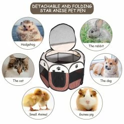 Unbranded Portable Pliant Pet Tent Dog House Cage Dog Tent Playpen Kennel Easy Operation Octogon Fence A -nourriture pour chien boutique 751325579 max