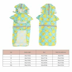 Unbranded Pet Rain Jacket Duckling Pattern Imperméable à L’eau Réfléchissant Réglable 4 Pattes Hooded Dog Imperméable Pour Petits Et Moyens Chiens -nourriture pour chien boutique 761290539 max