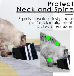 Unbranded Dog Cat Bowl, Sloped Bowl Anti-slip Modern Elegant Melamine Support Avec Bol Amovible En Acier Inoxydable Massif, Noir -nourriture pour chien boutique 761663316 max