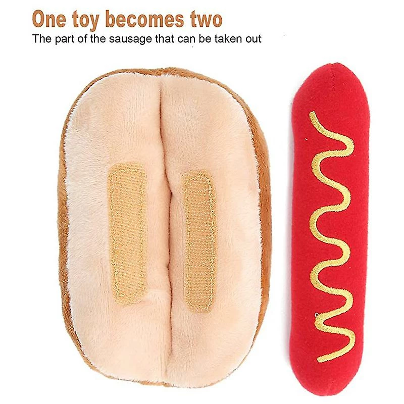 Unbranded Vente Personnalisée De Jouets Pour Chiens En Peluche, Forme De Hot-dog, Jouet En Peluche Détachable à Croquer, 2 Unbranded Vente Personnalisée De Jouets Pour Chiens En Peluche, Forme De Hot-dog, Jouet En Peluche Détachable à Croquer, – Image 2