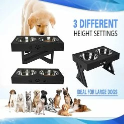Unbranded Wisedog Elevated Dog Bowls For Large Dogs Elevated Dog Bowl - S'ajuste à 3 Hauteurs, 2,8 « , 7,5 », Et 11,6 '' Stand (noir) -nourriture pour chien boutique 761664722 max