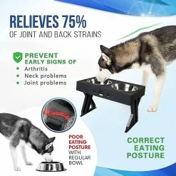 Unbranded Wisedog Elevated Dog Bowls For Large Dogs Elevated Dog Bowl - S'ajuste à 3 Hauteurs, 2,8 « , 7,5 », Et 11,6 '' Stand (noir) -nourriture pour chien boutique 761664902 max