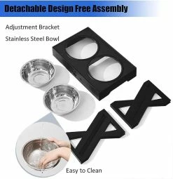 Unbranded Wisedog Elevated Dog Bowls For Large Dogs Elevated Dog Bowl - S'ajuste à 3 Hauteurs, 2,8 « , 7,5 », Et 11,6 '' Stand (noir) -nourriture pour chien boutique 761665062 max