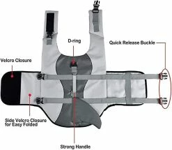 Unbranded Gilet De Sauvetage Pour Animaux De Compagnie Dog Lifesaver Lifesaver Safety Reflective Vest Gilet De Sauvetage De Chien De Taille Réglable Pour La Natation Surf Chasse Nautique (xl, Gris) -nourriture pour chien boutique 761667756 max