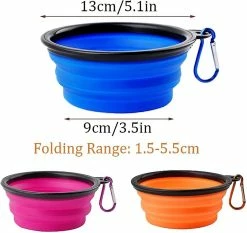 LetsGO Pieces Travel Dog Bowl, Folding Dog Bowl, Dog And Cat Travel Bowls, Avec Mousqueton De Voyage Pour La Nourriture Pour Animaux De Compagnie Et L’alimentation En Eau (bleu + Orange + Violet) -nourriture pour chien boutique 763853068 max