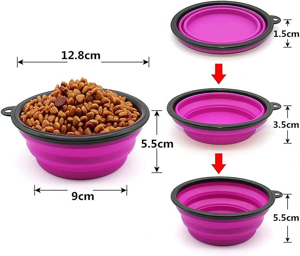 LetsGO 2 Pièces Portable Dog Bowl Plipsible Dog Bowl, Travel Dog Bowls Et Cat Bowls (350ml, Violet Et Vert) 4 LetsGO 2 Pièces Portable Dog Bowl Plipsible Dog Bowl, Travel Dog Bowls Et Cat Bowls (350ml, Violet Et Vert) – Image 4