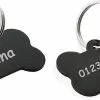 LetsGO Dog And Cat Id Tag Personnalisé Gravure Recto-verso Acier Inoxydable En Forme D’os Prénom Pet Tag Adresse Tel(black)