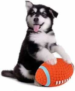 LetsGO Ball Dog Toy Rugby Ball, Chew Toy Latex Ball Pour Chiens Squeak Toys Sound Ball Dog Interactive Game Toy Ball Launcher Interactive Ball Pour Chien