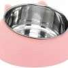 LetsGO Pet Bowl Dog Kitten Cat Bowl Oblique Mouth Bowl Acier Inoxydable Food Feeder Water 15 Degree Tilt Pour Animaux Rose 400ml