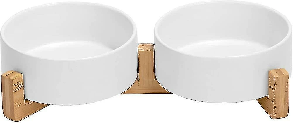 Unbranded Dog Bowl Ceramic Double Dog Food Bowl Avec Support En Bambou Pour Chats Et Chiens (850ml, Gris) 1 Unbranded Dog Bowl Ceramic Double Dog Food Bowl Avec Support En Bambou Pour Chats Et Chiens (850ml, Gris)