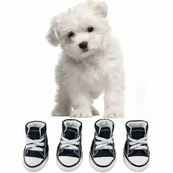 Unbranded Puppy Pet Dog Antidérapant Toile Outdoor Sports Chaussures Baskets Bottes Chaussures De Sport, Semelle En Caoutchouc + Tissu De Coton Doux Intérieur(4)