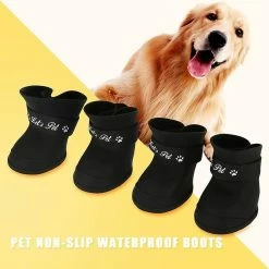 Unbranded 4pcs Dog Shoes Bottes En Silicone Imperméable à L’eau Antidérapante Chaussures De Pluie De Protection Pour Petit Chien De Compagnie (l / Noir) -nourriture pour chien boutique 776364672 max