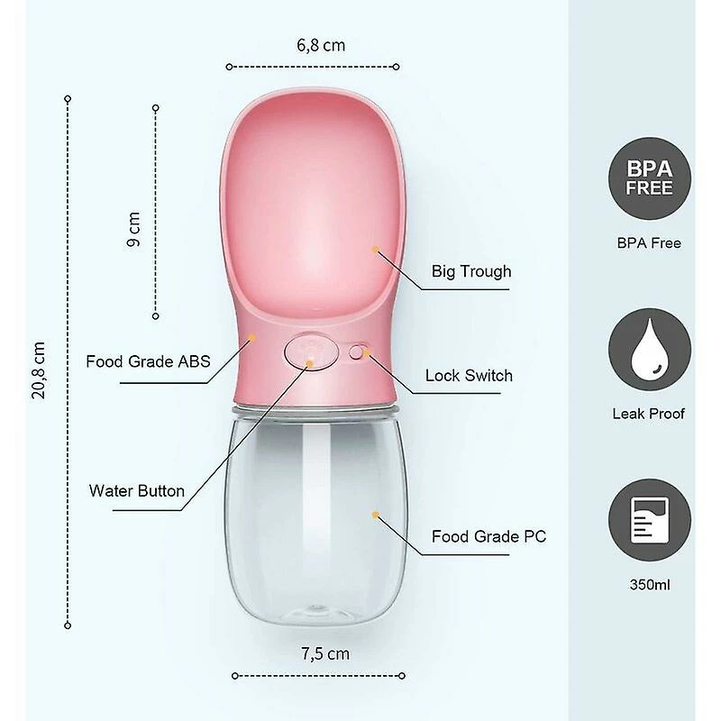 Unbranded Distributeur D’eau Pour Animaux De Compagnie Antibactérien Qualité Alimentaire Étanche Chien Chat Outdoor Travel Drink Bouteille Bol-350ml Dog Gift (rose) 3 Unbranded Distributeur D’eau Pour Animaux De Compagnie Antibactérien Qualité Alimentaire Étanche Chien Chat Outdoor Travel Drink Bouteille Bol-350ml Dog Gift (rose) – Image 3