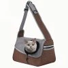Unbranded Sysy Dog Cat One Shoulder Crossbody Pet Bag Breathable Mesh Travel Portable Cat Bag Coffee
