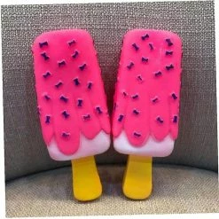 Unbranded Pack Pet Dog Toys Mâcher Hurler Caoutchouc Rose Popsicles Premade Toys Ice Cream Molar Toys