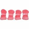 Unbranded Pet Outdoor Shoes Winter Warm Dog Paw Protection Belt Hook Loop Anti-slip Dog Boots (5) Rose