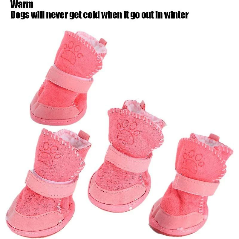 Unbranded Pet Outdoor Shoes Winter Warm Dog Paw Protection Belt Hook Loop Anti-slip Dog Boots (5) Rose 3 Unbranded Pet Outdoor Shoes Winter Warm Dog Paw Protection Belt Hook Loop Anti-slip Dog Boots (5) Rose – Image 3