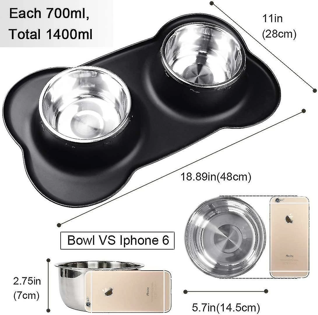 Unbranded Double Dog Bowls Medium 700ml / Bol Antidérapant, Avec Tapis De Plateau En Silicone - Acier Inoxydable Pour Animaux De Compagnie Et Alimentation Alimentaire Anti-débordement, Pour Animaux De Compagnie Moyens, Ajouter Un Animal De Compagnie 3 Unbranded Double Dog Bowls Medium 700ml / Bol Antidérapant, Avec Tapis De Plateau En Silicone - Acier Inoxydable Pour Animaux De Compagnie Et Alimentation Alimentaire Anti-débordement, Pour Animaux De Compagnie Moyens, Ajouter Un Animal De Compagnie – Image 3