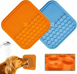 Unbranded 2pcs 15cm Dog Lick Mat With 48 Suction Treat Dispensing Mat Feeder Lick Mat Food Mat Washing Distraction Mat Dog Feeding Mat Bathing Grooming Training Pad For Peanut Butter