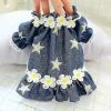 Redmiter New Luxury Pet Clothes Girl Dog Dresses With Flower Spring/summer Star Cowboy Skirt Dog Clothing(xs)