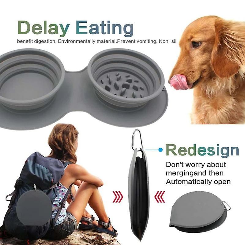 Alisili Pet Travel Bowl Collapsible Portable Slow Feeder Dog Bowl Foldable Silicone Cat Food Water Bowl Double Mat Outdoor Pet Supplies 3 Alisili Pet Travel Bowl Collapsible Portable Slow Feeder Dog Bowl Foldable Silicone Cat Food Water Bowl Double Mat Outdoor Pet Supplies – Image 3