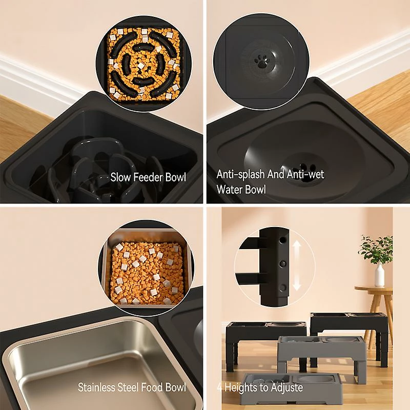Alisili 4-height-adjustable Dog Raised Feeder Stand Food Slow Feeding Bowls Stainless Steel Water Bowl For Small Large Dogs Pet Supplies 3 Alisili 4-height-adjustable Dog Raised Feeder Stand Food Slow Feeding Bowls Stainless Steel Water Bowl For Small Large Dogs Pet Supplies â Image 3