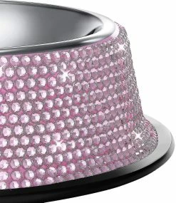 Unbranded Shiny Rhinest Moins D’acier Pet Bowl Dog Cat Dog Erless Steel Pet Bowl, Single Bowl Rhinest Moins D’acier -nourriture pour chien boutique 811529705 max