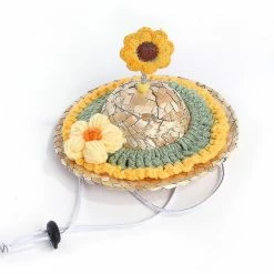 Unbranded Mignon Pet Straw Hat Avec Adjable Rope Metal Pet Sombrero Hat Cat Straw Hat Dog Sun Cap