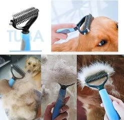 Unbranded Peat Grooming Hair Removal Comb Double-face Tooth Blade Dog Undercoat Comb Pet Rake Comb Dog Cat Remove Loose Underpoat -nourriture pour chien boutique 812537699 max