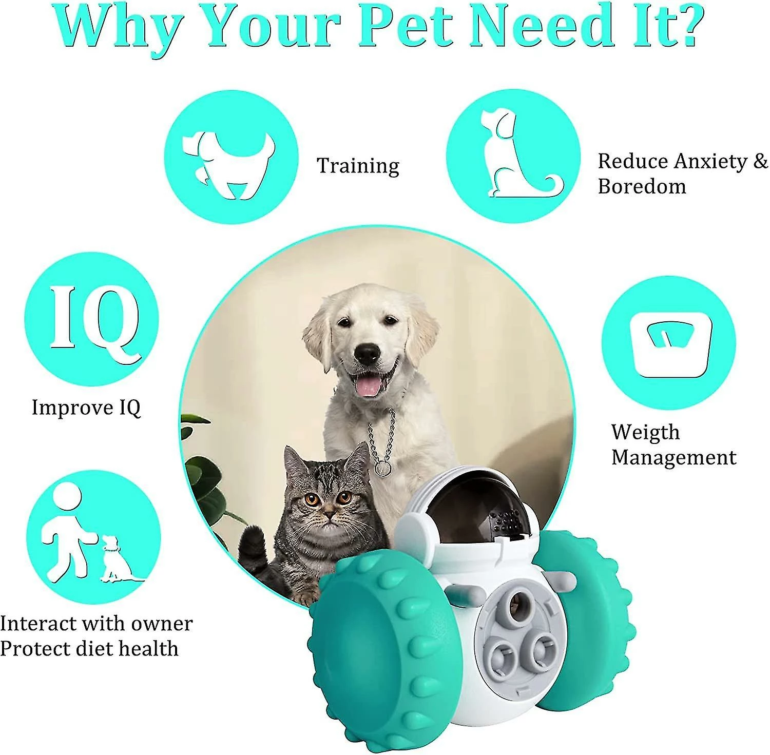 Unbranded Interactive Dog Toy Treat Dispensing Puppy Toys Automatic Durable Puzzle Toy Slow Feeder Pour Améliorer Le Qi, Réduire L’ennui, Petits Chiens Moyens Chats (bleu) 2 Unbranded Interactive Dog Toy Treat Dispensing Puppy Toys Automatic Durable Puzzle Toy Slow Feeder Pour Améliorer Le Qi, Réduire L’ennui, Petits Chiens Moyens Chats (bleu) – Image 2