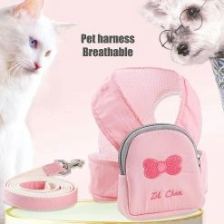 Unbranded Farfi Pet Chest Strap Sac à Dos Réglable Détachable Respirant Haute Élasticité Anti-perdu Pas Break Loose Dog Cat Harnais Leash Set Pour Extérieur -nourriture pour chien boutique 814248658 max