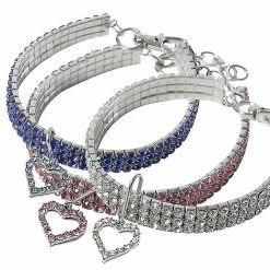 Unbranded Mini Pet Dog Bling Rhinestone Chocker Collars Fancy Dog Collier En Forme De Cœur (1pcs Rose) -nourriture pour chien boutique 846684520 max
