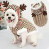 Unbranded Pet Cat Small Dog Santa Elk Costume Vêtements De Noël Hoodie (rayures Rouges Et Vertes1pcs)
