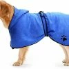 Unbranded Serviette De Peignoir Pour Chien Avec Capuche à Sangle Réglable, Microfibre à Séchage Rapide Super Absorbant Pet Dog Cat Robe De Bain Serviette Pour Le Séchage Des Manteaux (1 Pièce, Moyenne, Blu