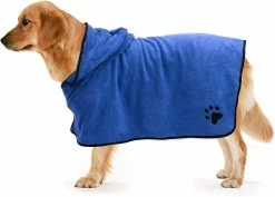 Unbranded Serviette De Peignoir Pour Chien Avec Capuche à Sangle Réglable, Microfibre à Séchage Rapide Super Absorbant Pet Dog Cat Robe De Bain Serviette Pour Le Séchage Des Manteaux (1 Pièce, Moyenne, Blu -nourriture pour chien boutique 846702465 max